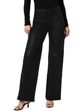 Hudson High Rise Welt Pocket Size 26 Cargo Wide Leg Coated Black Beauty NWT $285